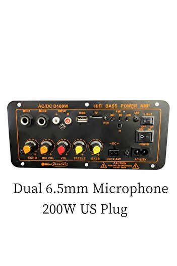 Kebidumei 200W US Plug Bluetooth 5.0 Audio 600W Amplifier Board D300 Subwoofer Dual Microphone AMP Amplificato