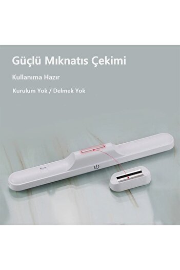 Noas Led NOAS Banyo Yatak Odası Mıknatıslı Kabin Makyaj Tıraş Led Işık Usb Şarjlı Kablosuz Led Lamba