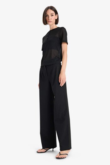 DeFacto Slim Fit μπλουζάκι με κοντό μανίκι με ριμπάκια F9574AX25SP