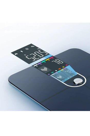 WELAND Smart body scale – 17 body analysis indices, Bluetooth, color LCD, Fitdays, Black