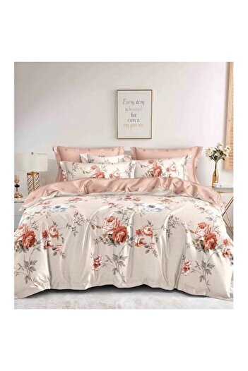 Evia Home Set of double bed linen made of finet, with 4 pillowcases, Evia Home, Garden Roses