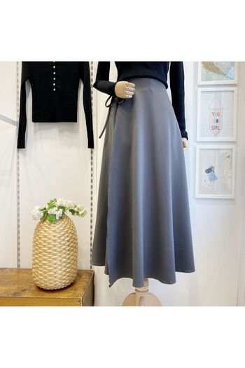 Faya Boutique Gray Wrap Tie Scuba Skirt