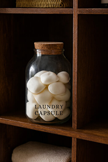 Beige & Stone Glass Capsule Detergent Jar