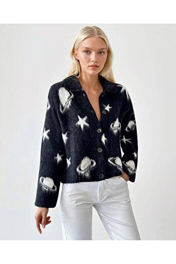 OYERGA MODA Women's Space Pattern Cardigan