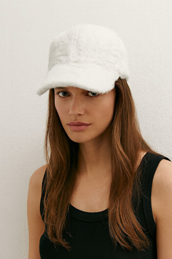 CosmoOutlet Women's White Plush Winter Soft Textured Warm Hat
