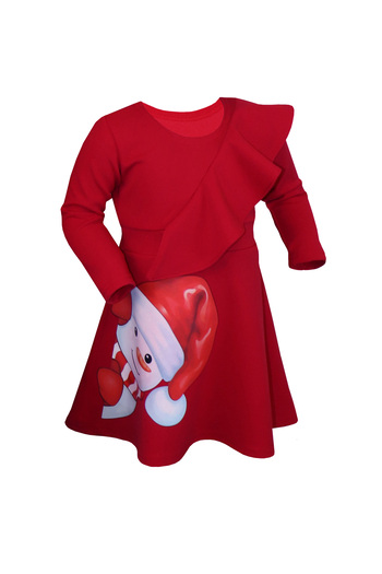 Atelier Anca Socolovschi Girls' red dress with Christmas, snowman print