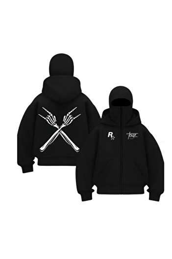 Touz Moda Φούτερ με κουκούλα Ninja με στάμπα Balaclava Rock Series