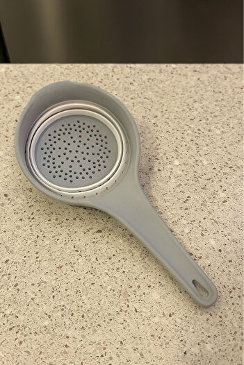 SİHİRLİ AYAKLAR Space-Saving Foldable Gray Accordion Strainer with Handle Bpa Free 31X14 cm