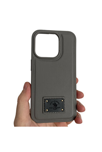Santa Barbara Polo & Racquet Club iPhone 15 Pro Gilbert Titanium Grey Case, Magsafe, Genuine Leather