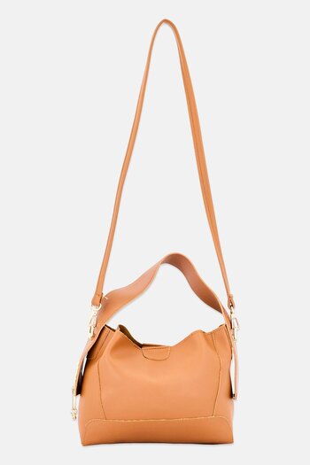 Lucky Bees Women Brand Logo Shoulder Bag, Tan