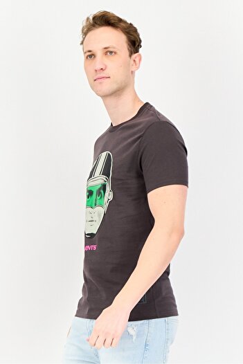 Levi's Men Crew Neck Short Sleeve Graphic Print T-Shirt, Dark Grey