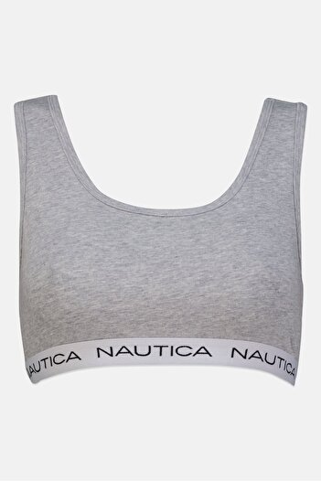 Nautica Women 2 Pcs Brand Logo Non-Padded Bralette, Grey