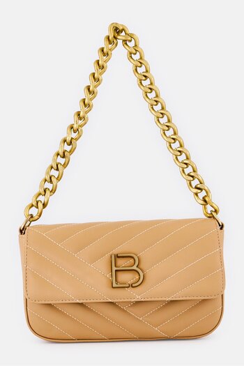 Lucky Bees Women Brand Logo Shoulder Bag, Camel