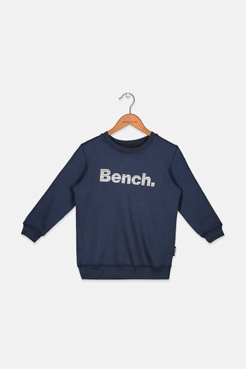 BENCH Kids Boy Crew Neck Long Sleeve Brand Logo Sweater, Navy