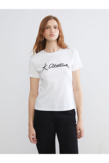 LC Waikiki Create Your Style from Uzg Store |   Crew Neck Ataturk Themed Women's T-Shirt