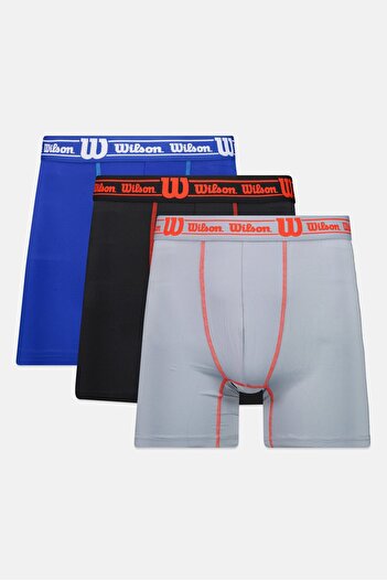 Wilson Men 3 Pieces Brand Logo Boxer Briefs, Multicolor