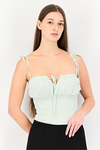 Forever 21 Women Textured Sleeveless Bodysuit, Mint