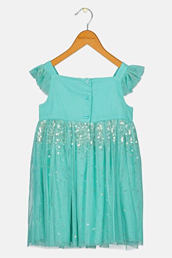 Hamleys Toddlers Girl Sequins Dress, Mint Green