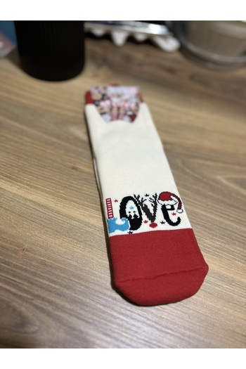 Lilyy Çorap Women's Thermal Christmas Themed Towel Socks