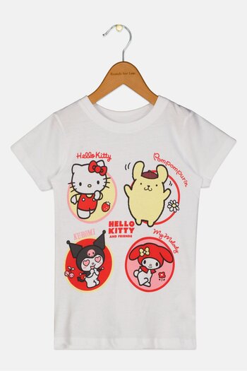 Hello Kitty Toddlers Girl Short Sleeve Graphic Print T-shirt, White