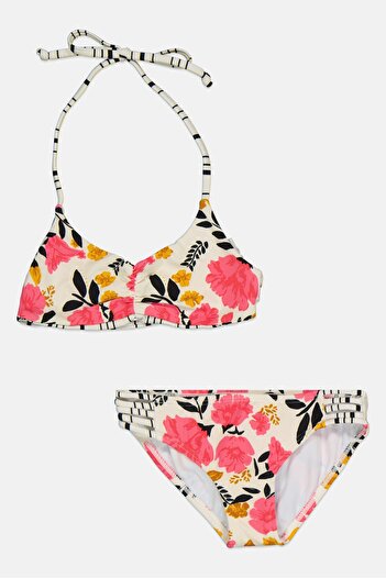 BİLLABONG Kids Girl 2 Pieces Floral Print Bikini Top And Bottom Set, Multicolor