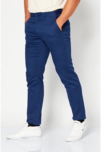 Lacoste Men Custom Slim Fit Solid No Stretch Chino Pants, Dark Blue