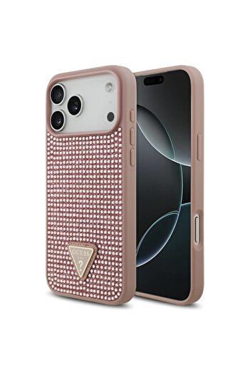 Guess Case for iPhone 17 Pro Max, Rhinestone Triangle, Black