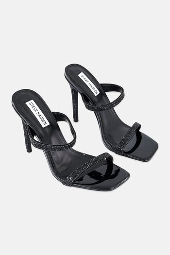 Steve Madden Women Vacate Slip On Stone Embellished Sandals, Black