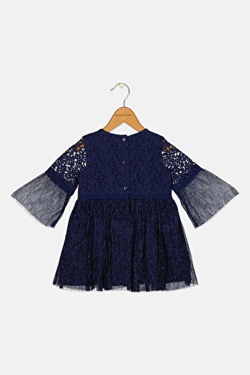Hamleys Toddlers Girl Metallic Dress, Navy