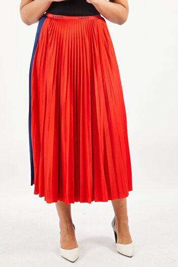 Lacoste Women Pull On Two Tone Casual Midi Skirts, Nany/Red