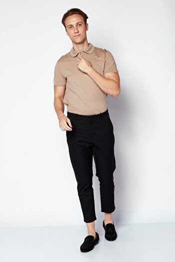 Selected Homme Men Tapered Fit Solid Non Stretchable Chino Pants, Black