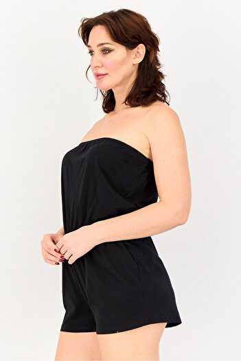 Forever 21 Women Strapless Plain Playsuit, Black