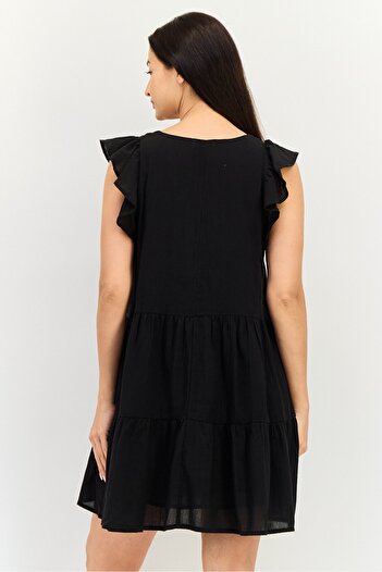 Brave Soul Women Plain Midi Dress, Black