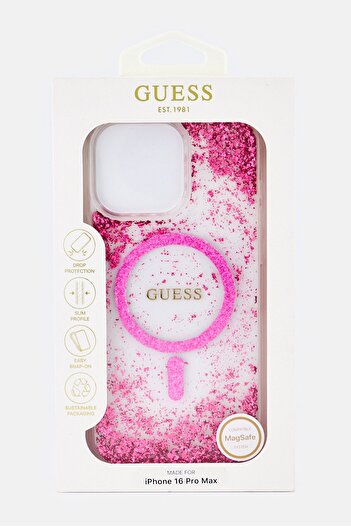 Guess iPhone 16 Pro Max Glittered Magsafe Protective Case, Pink