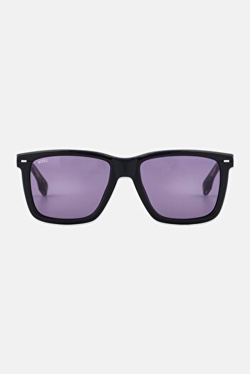 BOSS Men 20434028455IR Square Sunglasses, Black