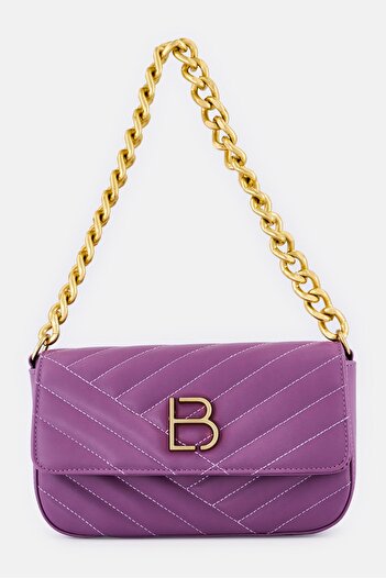 Lucky Bees Women Brand Logo Shoulder Bag, Purple