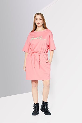 Lacoste Women Brand Logo Short Sleeves Mini Dress, Vermilion
