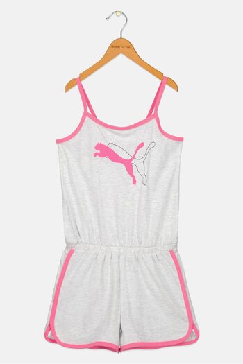 Puma Kids Girl Brand Logo Training Playsuit, Grey