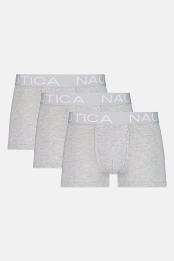 Nautica Men 3 Pieces Brand Logo Trunks, Grey