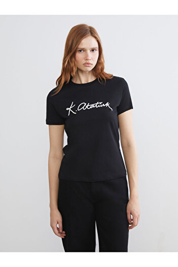 LC Waikiki Create Your Style from Uzg Store |   Crew Neck Ataturk Themed Women's T-Shirt
