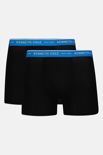 Kenneth Cole Men 2 Pack Brand Logo Trunks, Black