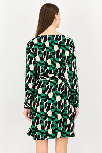 ORSAY Women Abstract Print Belted Midi Dress, Multicolor