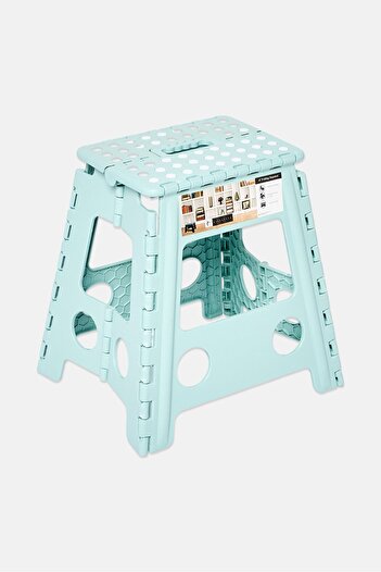 Lifestyle Plastic 16 Inch Folding Step Stool With Handle, Light Green