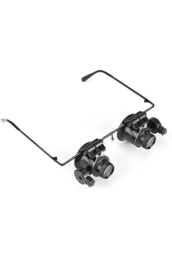 dalimag Glasses with Magnifier, Metal Frame, 20x Magnification, Black