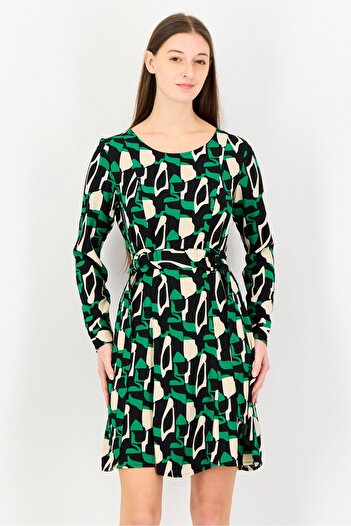 ORSAY Women Abstract Print Belted Midi Dress, Multicolor