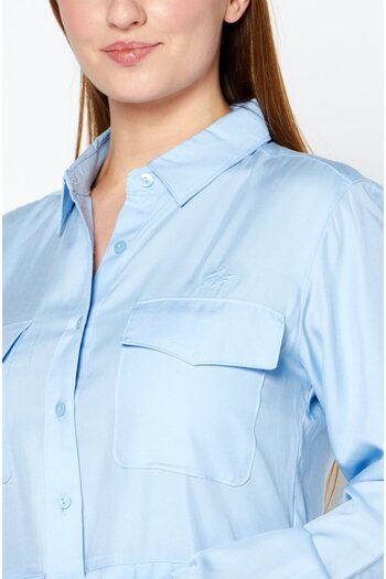Lacoste Women Embroidered Logo Midi Dress, Light Blue