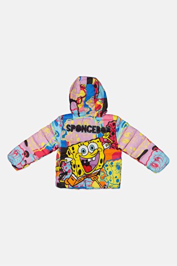 NİCKELODEON Toddler Girl Sponge Bob Puffer Jacket, Pink Combo