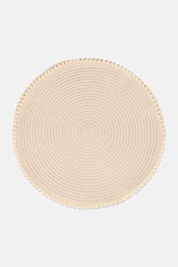 BEBEHOME 4 Piece Round Placemats Set, Off White