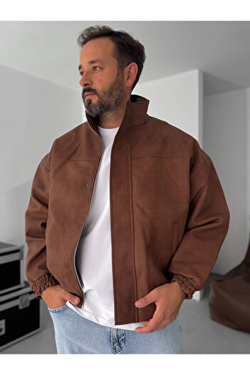 BYBASICMAN Brown Bomber Leather Jacket Ep-7321