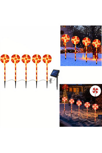 JML Solar LED Lamp 5 in a set Candy Cane Model, 43cm for Christmas